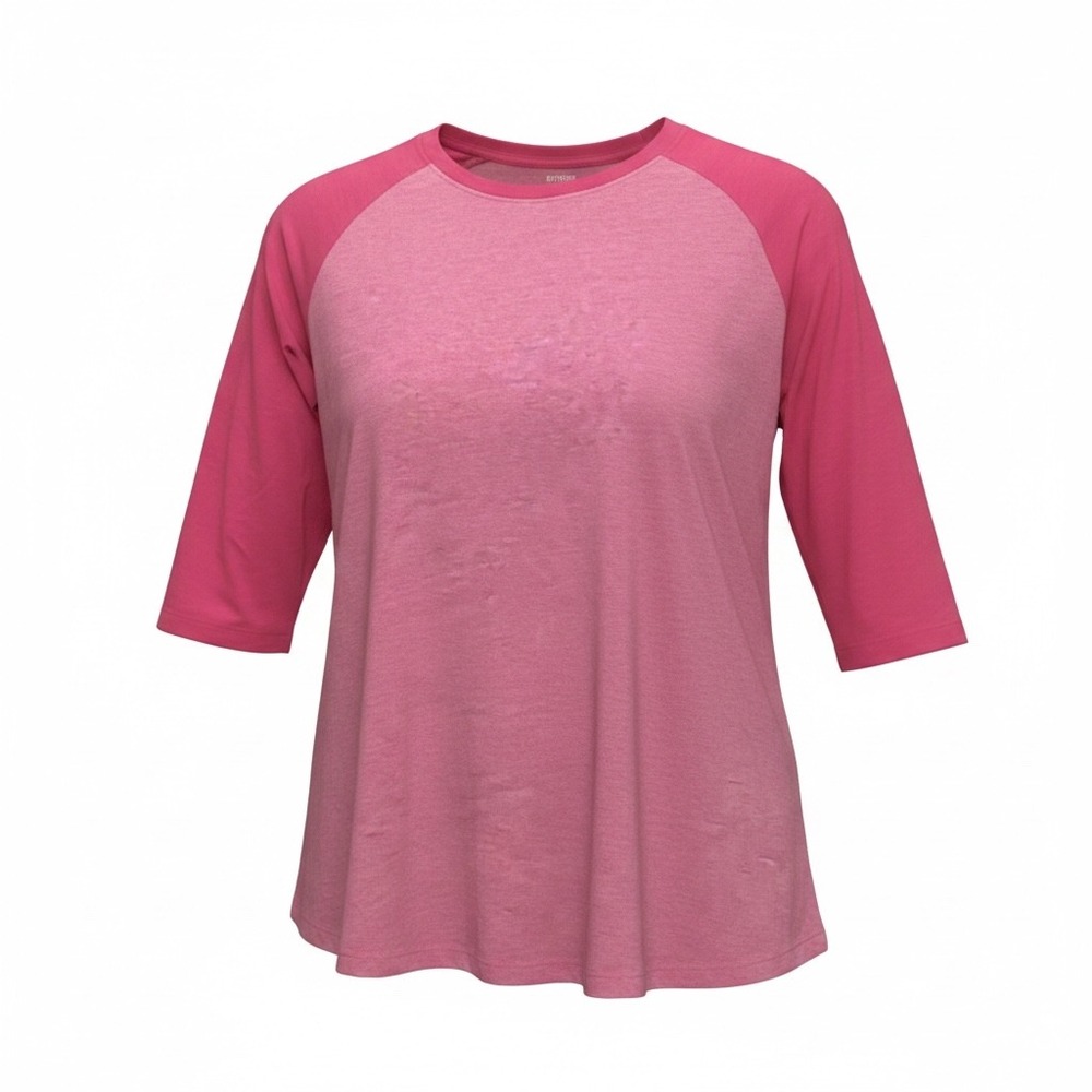Danskin Now Womens XL Pink Raglan 3/4 Sleeve Dri-More Active T-Shirt DNL45006